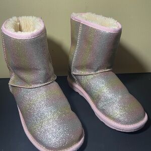 UGG Girl Sparkly Pink and Silver Boots